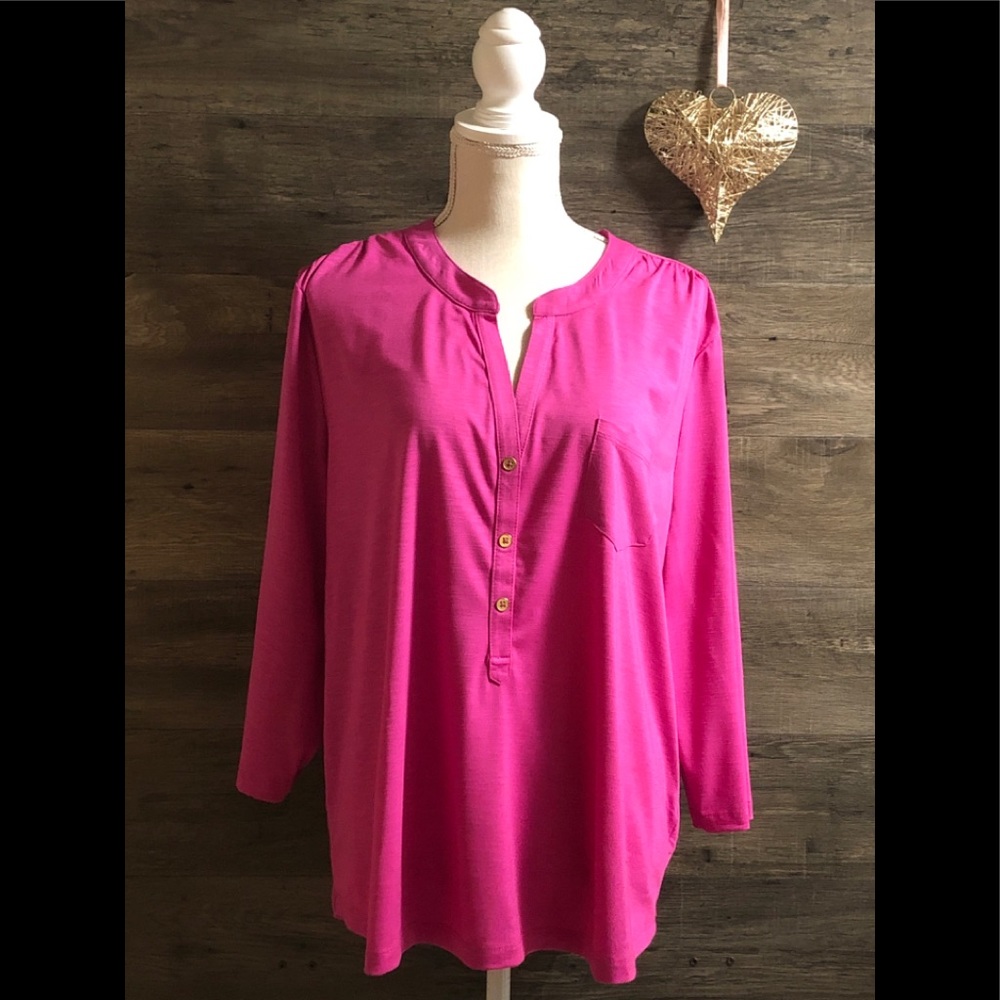 NWT Hot Pink Partial Button
